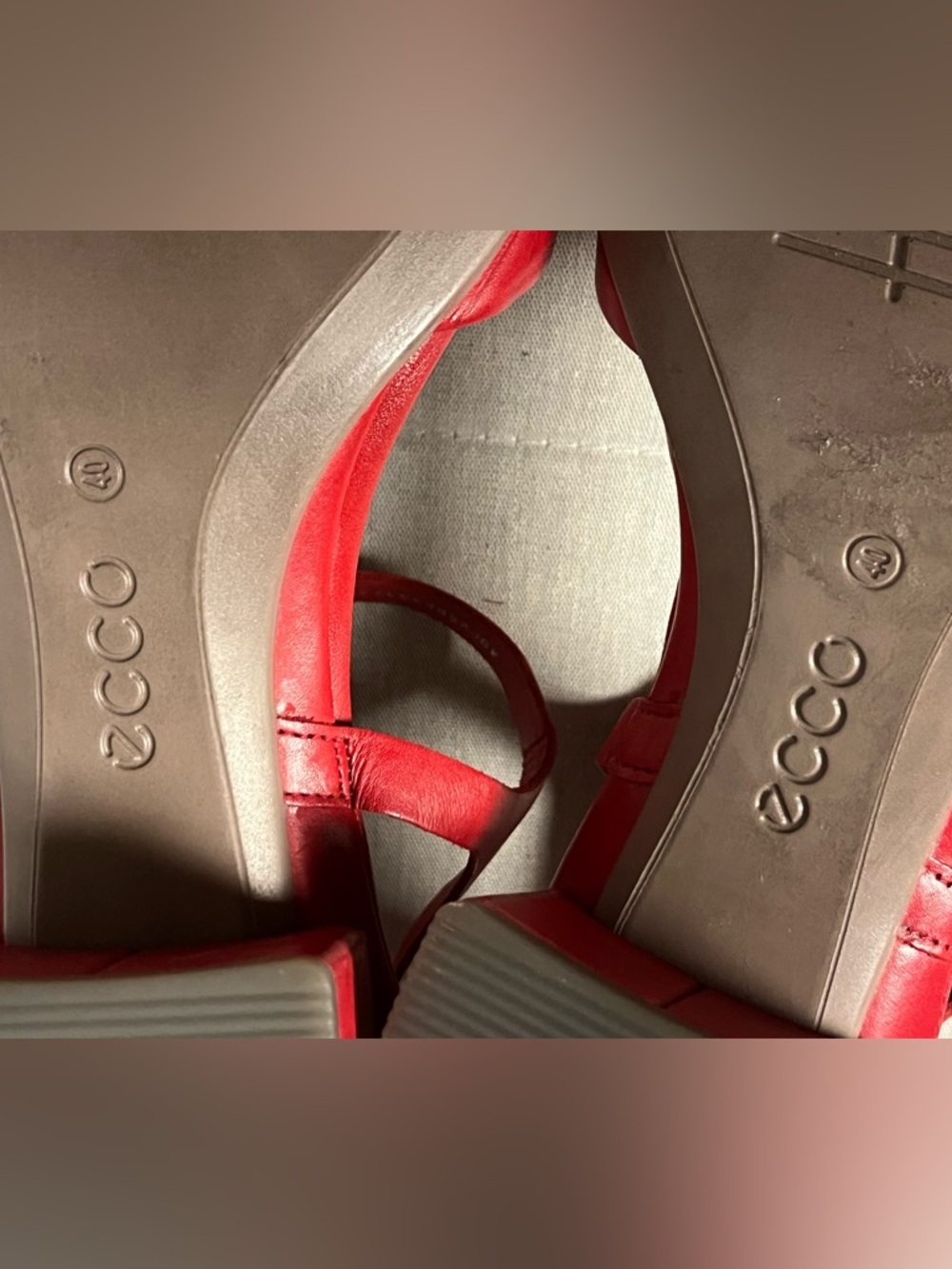 Ecco Women’s Red Leather Crossover Ankle-Strap Sandals - Picture 7 of 11